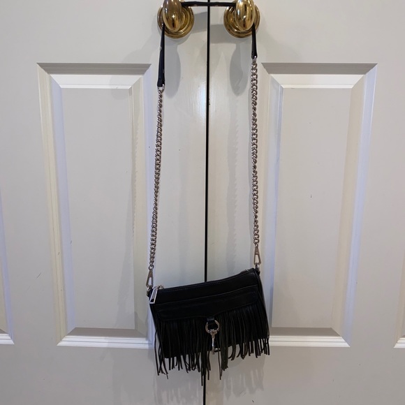 Rebecca minkoff crossbody fringe black bag with silver trim - Picture 13 of 13
